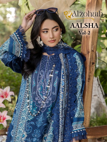 Aalsha Vol 2 By Alzohaib Cotton Dupatta Pakistani Salwar Suits Bulk Orders In India
